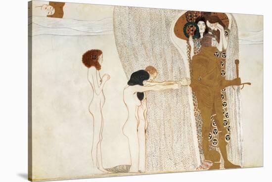 Desire of Happiness, Beethoven Frieze (detail), 1902-Gustav Klimt-Stretched Canvas