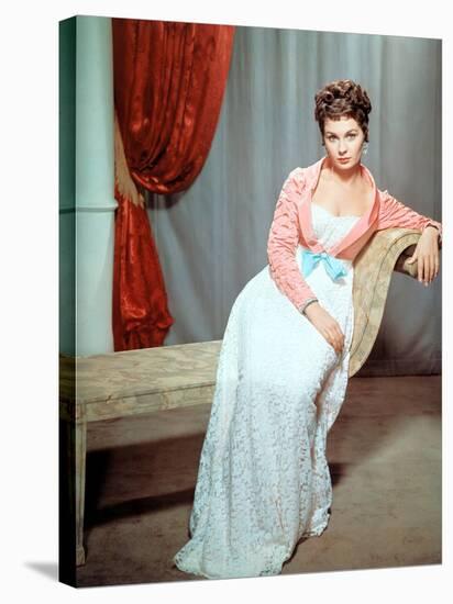 Desiree by Henry Koster with Jean Simmons, 1954 (photo)-null-Stretched Canvas