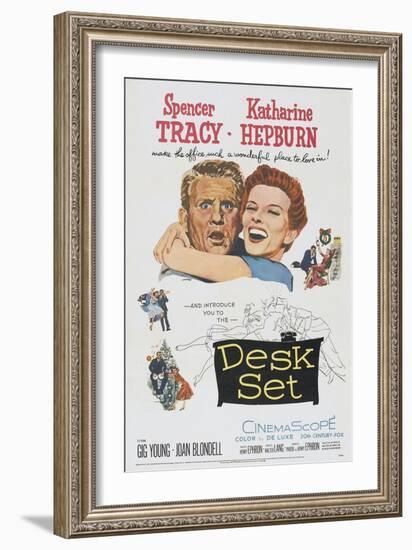 Desk Set, Spencer Tracy, Katharine Hepburn, 1957-null-Framed Art Print