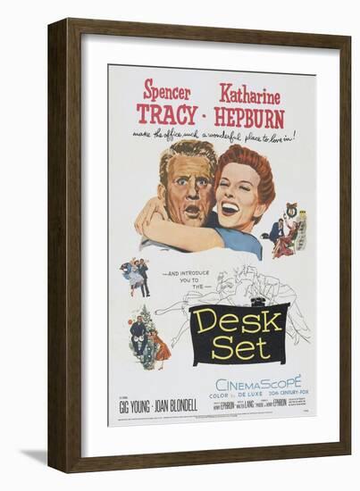 Desk Set, Spencer Tracy, Katharine Hepburn, 1957-null-Framed Art Print