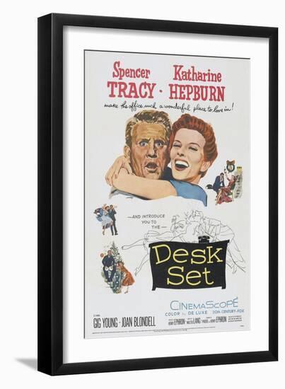 Desk Set, Spencer Tracy, Katharine Hepburn, 1957-null-Framed Art Print