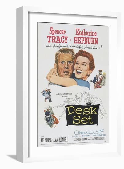 Desk Set, Spencer Tracy, Katharine Hepburn, 1957-null-Framed Art Print