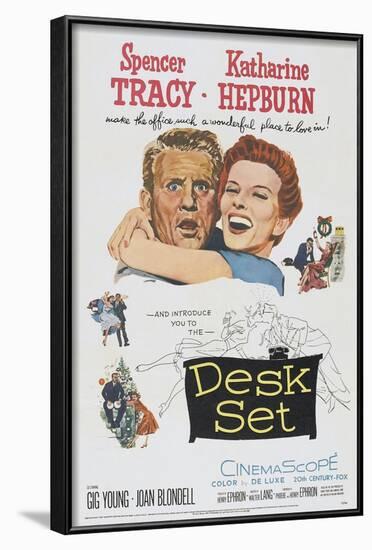 Desk Set, Spencer Tracy, Katharine Hepburn, 1957-null-Framed Art Print