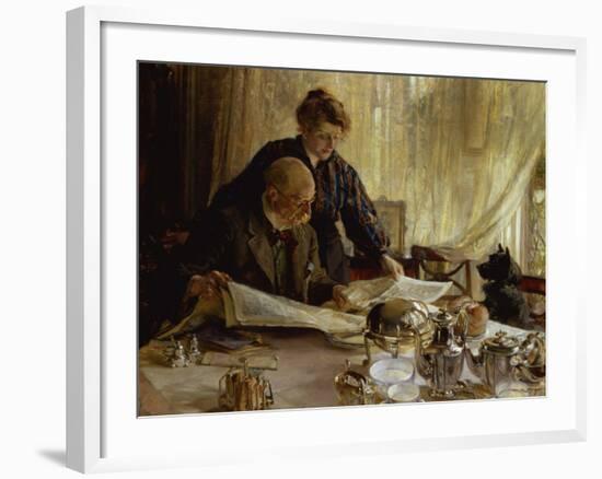 "Despatches - Is He Mentioned", 1917-Edgar Bundy-Framed Giclee Print