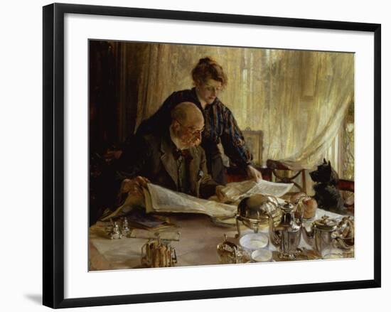 "Despatches - Is He Mentioned", 1917-Edgar Bundy-Framed Giclee Print