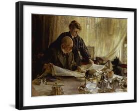 "Despatches - Is He Mentioned", 1917-Edgar Bundy-Framed Giclee Print