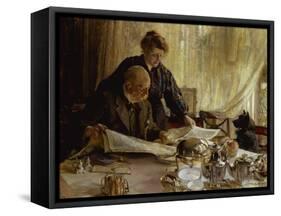 "Despatches - Is He Mentioned", 1917-Edgar Bundy-Framed Stretched Canvas