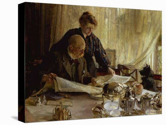 "Despatches - Is He Mentioned", 1917-Edgar Bundy-Stretched Canvas