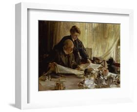 "Despatches - Is He Mentioned", 1917-Edgar Bundy-Framed Giclee Print