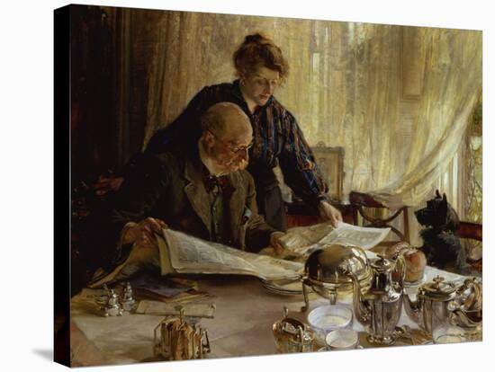 "Despatches - Is He Mentioned", 1917-Edgar Bundy-Stretched Canvas