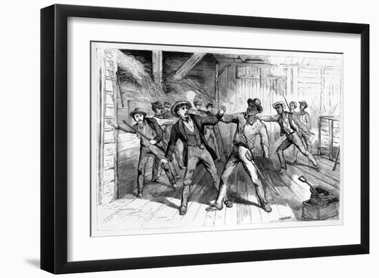 Desperate Conflict in a Barn, Published 1872-null-Framed Giclee Print