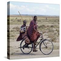 Despite their Traditional Dress, Two Young Maasai Give Hints That Lifestyle Is Changing in Tanzania-Nigel Pavitt-Stretched Canvas