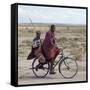 Despite their Traditional Dress, Two Young Maasai Give Hints That Lifestyle Is Changing in Tanzania-Nigel Pavitt-Framed Stretched Canvas