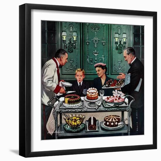 "Dessert Cart", January 1, 1955-Stevan Dohanos-Framed Giclee Print