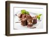 Dessert Maki Sushi - Chocolate Roll with Various Fruit and Cream Cheese Inside. Chocolate Pancake O-svry-Framed Photographic Print