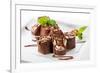 Dessert Maki Sushi - Chocolate Roll with Various Fruit and Cream Cheese Inside. Chocolate Pancake O-svry-Framed Photographic Print
