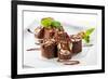 Dessert Maki Sushi - Chocolate Roll with Various Fruit and Cream Cheese Inside. Chocolate Pancake O-svry-Framed Photographic Print