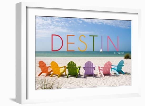 Destin, Florida - Colorful Beach Chairs-Lantern Press-Framed Art Print