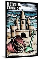 Destin, Florida - Sandcastle - Scratchboard-Lantern Press-Mounted Art Print