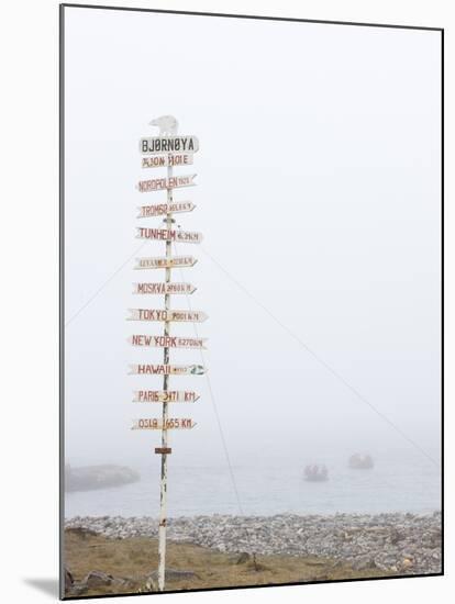 Destination Board, Spitzbergen, Bareninsel, Svalbard, Norway, Arctic, Scandinavia, Europe-null-Mounted Photographic Print