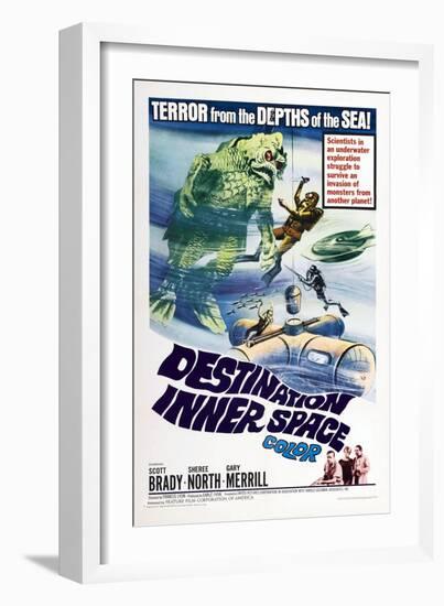 Destination Inner Space, US poster, Scott Brady, Sheree North, Gary Merrill, 1966-null-Framed Art Print