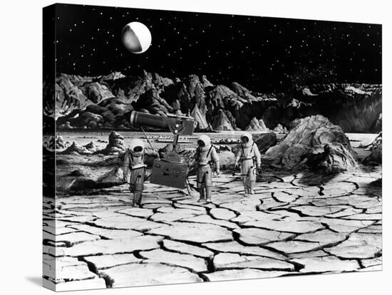 Destination Moon, Astronauts Explore The Lunar Terrain, 1950-null-Stretched Canvas