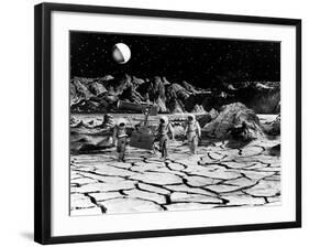 Destination Moon, Astronauts Explore The Lunar Terrain, 1950-null-Framed Photo