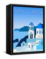 Destination Santorini-The Trainyard Cooperative-Framed Stretched Canvas