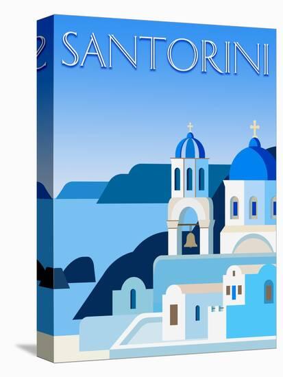 Destination Santorini-The Trainyard Cooperative-Stretched Canvas