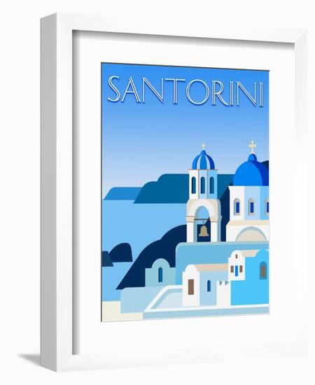 Destination Santorini-The Trainyard Cooperative-Framed Giclee Print