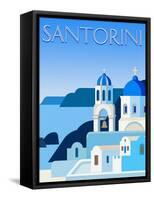 Destination Santorini-The Trainyard Cooperative-Framed Stretched Canvas