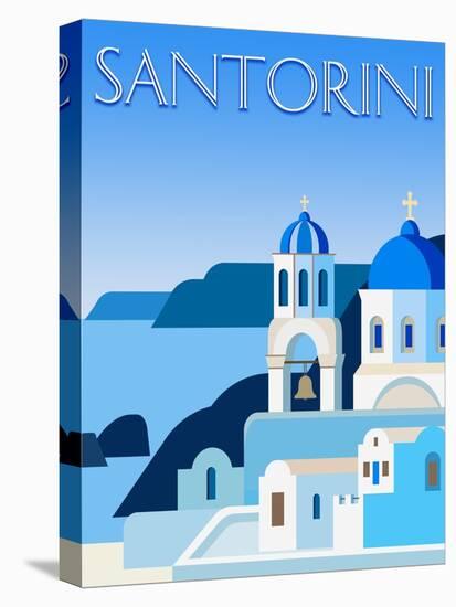 Destination Santorini-The Trainyard Cooperative-Stretched Canvas