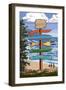 Destination Signpost (Coastal Beach Scene)-Lantern Press-Framed Art Print