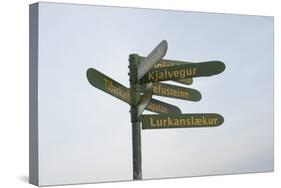 Destination Signs, Ingjaldsholl, Snaefellsnes, West Iceland-Julia Wellner-Stretched Canvas