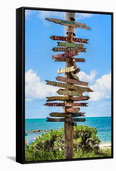 Destination Signs - Key West - Florida-Philippe Hugonnard-Framed Stretched Canvas