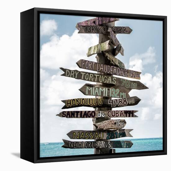 Destination Signs - Key West - Florida-Philippe Hugonnard-Framed Stretched Canvas