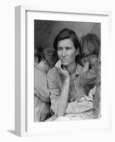 Destitute Pea Pickers in California, Mother of Seven Children, Nipomo, California, 1936-Dorothea Lange-Framed Photographic Print