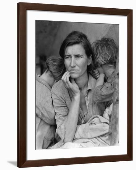 Destitute Pea Pickers in California, Mother of Seven Children, Nipomo, California, 1936-Dorothea Lange-Framed Photographic Print