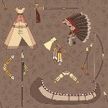 Pattern of Indian Hunting Tools-destra-Stretched Canvas