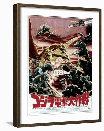 Destroy All Monsters, Godzilla on Japanese Poster Art, 1968-null-Framed Art Print