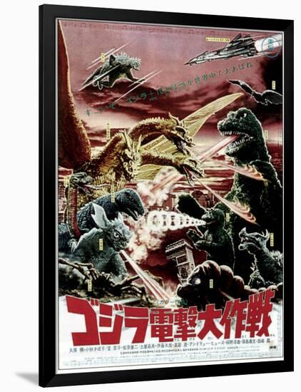 Destroy All Monsters, Godzilla on Japanese Poster Art, 1968-null-Framed Art Print