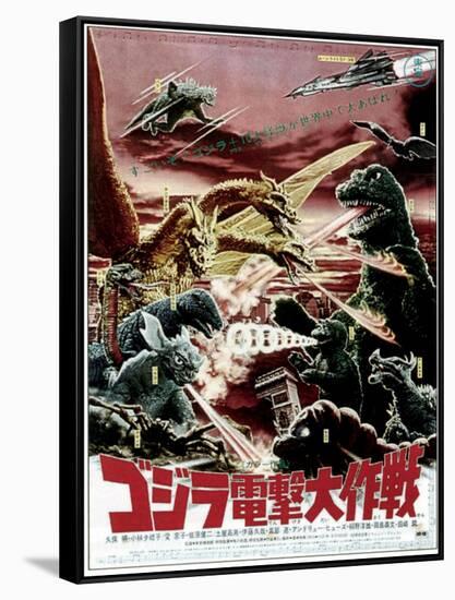 Destroy All Monsters, Godzilla on Japanese Poster Art, 1968-null-Framed Stretched Canvas