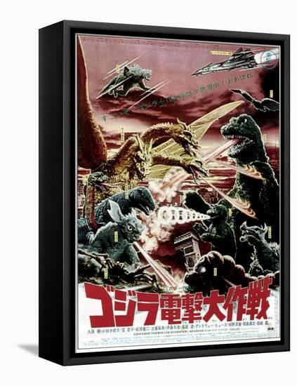 Destroy All Monsters, Godzilla on Japanese Poster Art, 1968-null-Framed Stretched Canvas