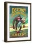 Destroy This Mad Brute, Enlist-Hopps-Framed Art Print