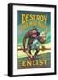 Destroy This Mad Brute, Enlist-Hopps-Framed Art Print