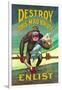 Destroy This Mad Brute, Enlist-Hopps-Framed Art Print