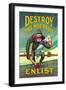 Destroy This Mad Brute, Enlist-Hopps-Framed Art Print