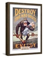 'Destroy This Mad Brute', World War One Recruitment Poster-null-Framed Premium Giclee Print