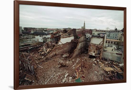 Destroyed Buildings Overflow Alleys-null-Framed Photographic Print