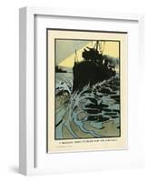 Destroyer at Speed-Charles Robinson-Framed Art Print